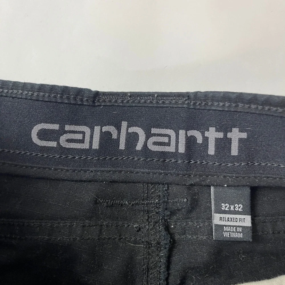 Carhartt Pants Mens 32x32 Black Steel Relaxed Fit Double Knee Cargo Rugged Flex